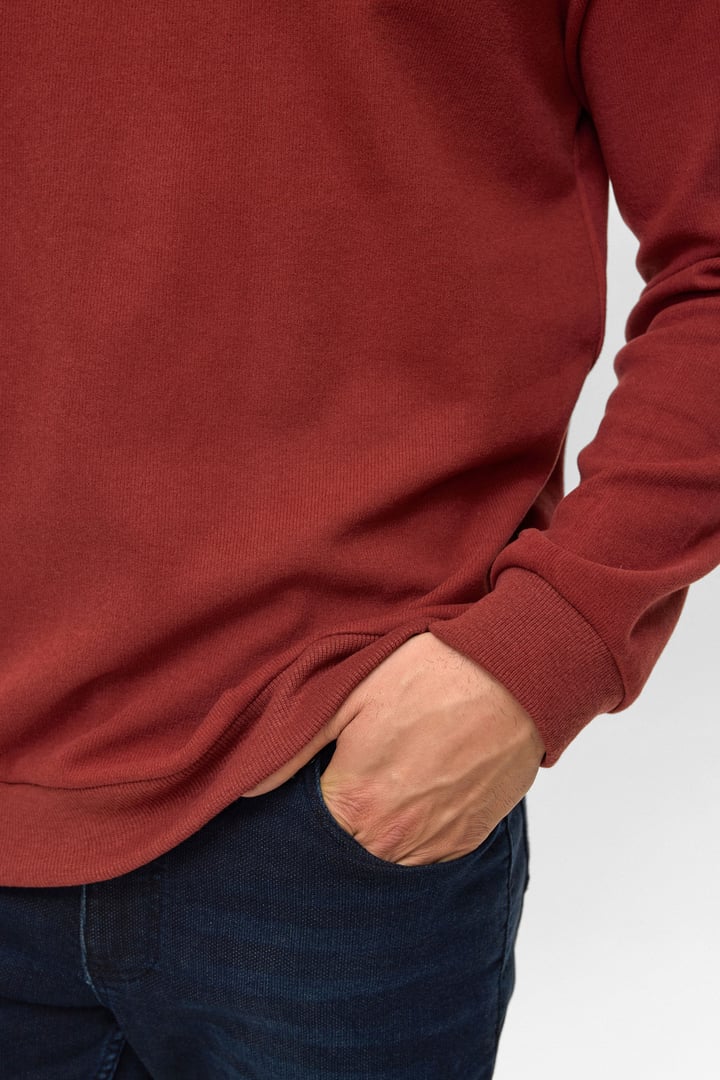 Koyu Kiremit Regular Düz Bisiklet Yaka Sweatshirt