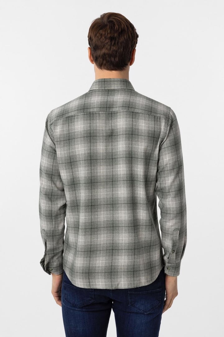 Koyu Yeşil Slim Fit Düz Düğmeli Yaka Gömlek
