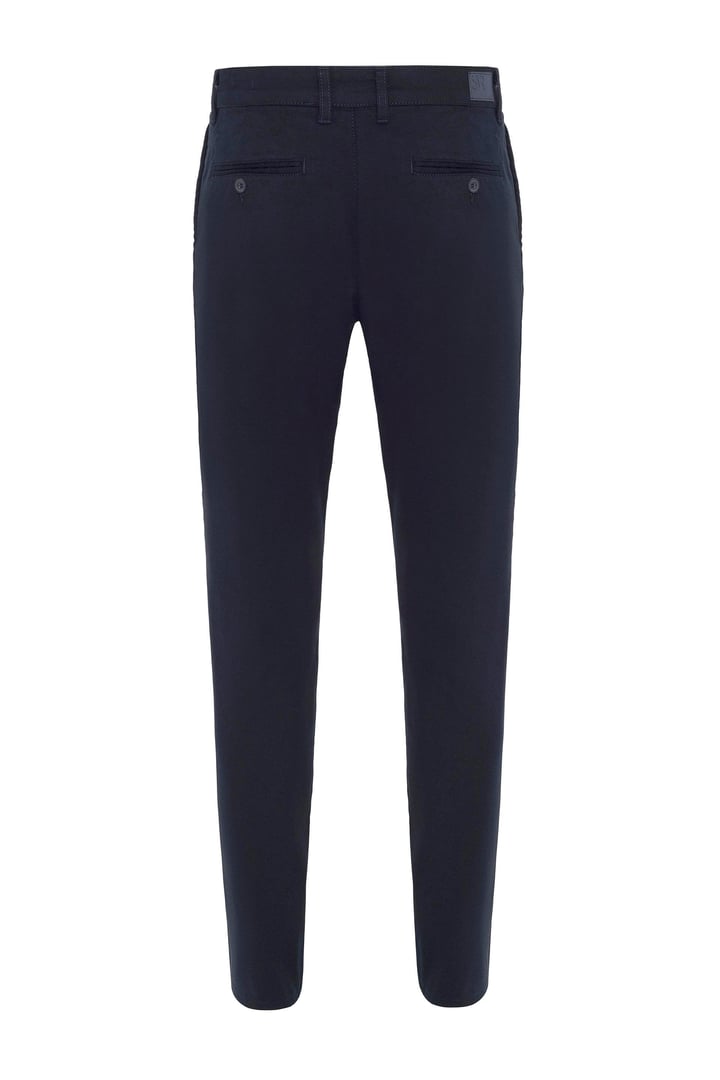 Lacivert Regular Armürlü Chino Pantolon