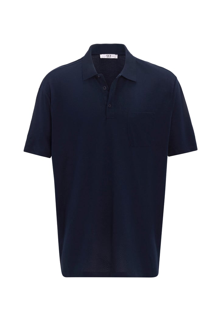 Lacivert Regular Armürlü Polo Yaka Tişört