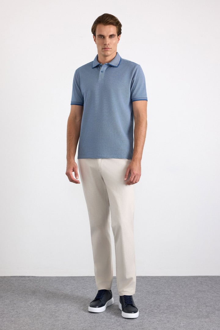 Lacivert Regular Düz Baskısız Pike Polo Yaka Standart Tişört