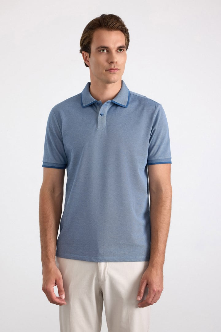 Lacivert Regular Düz Baskısız Pike Polo Yaka Standart Tişört