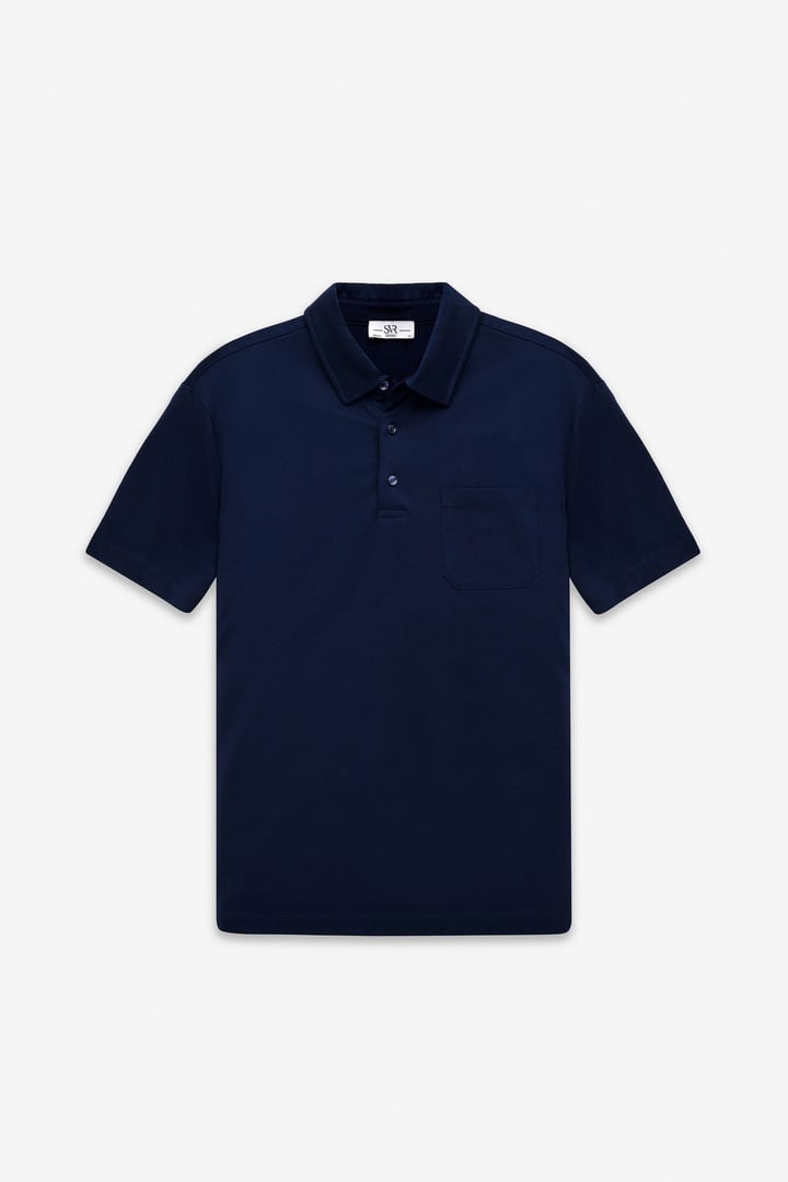 Lacivert Regular Düz Baskısız Süprem Düğmeli Polo Yaka Standart Tişört