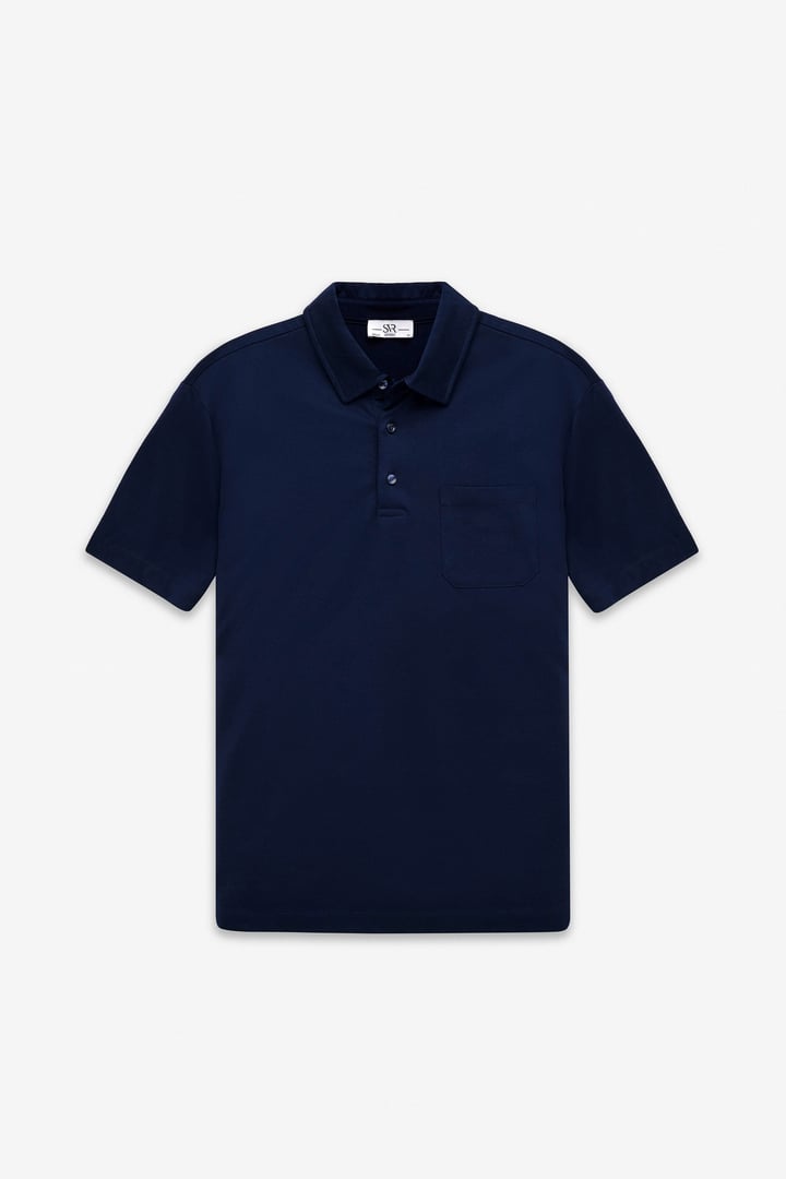 Lacivert Regular Düz Baskısız Süprem Düğmeli Polo Yaka Standart Tişört