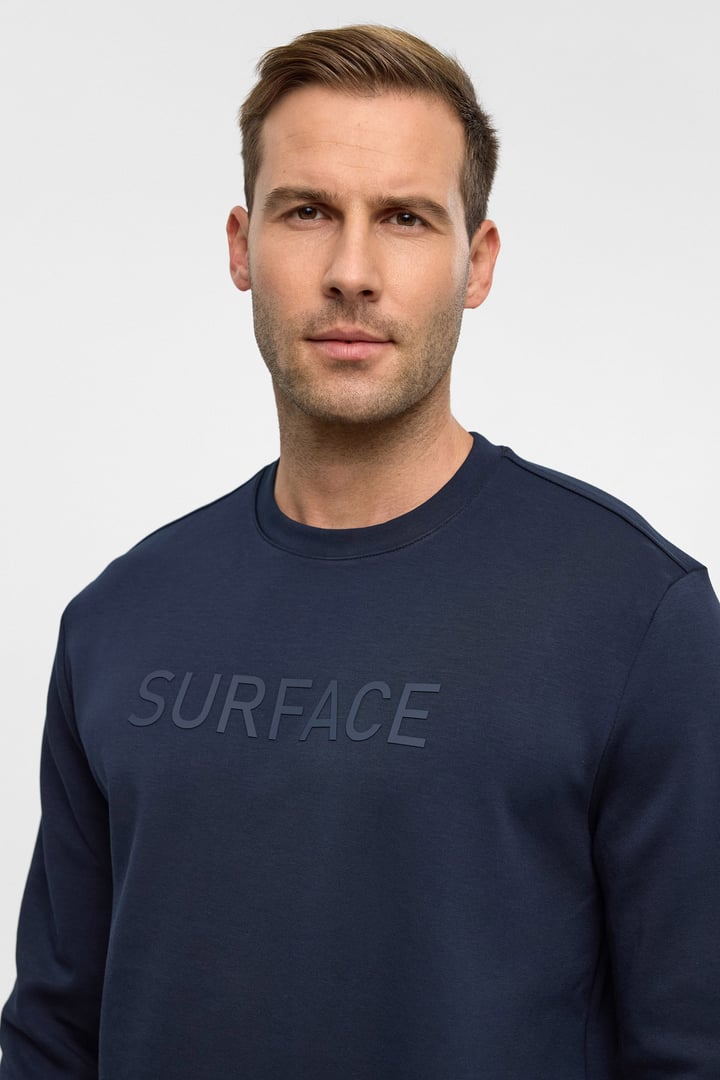 Lacivert Regular Düz Bisiklet Yaka Sweatshirt