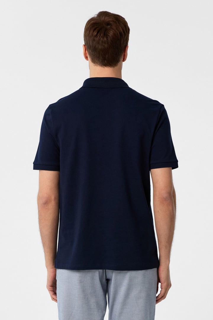 Lacivert Regular Düz Polo Yaka Tişört