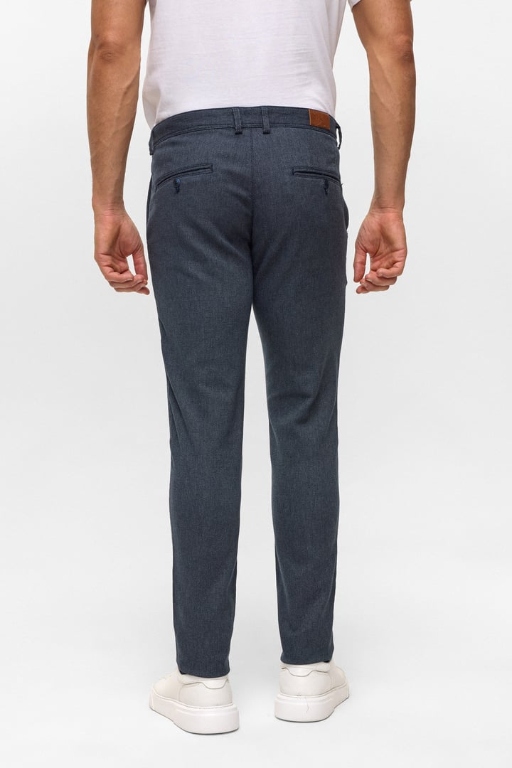 Lacivert Slim Armürlü Kanvas Pantolon