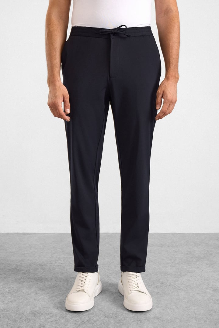 Lacivert Slim Düz Jogger Pantolon