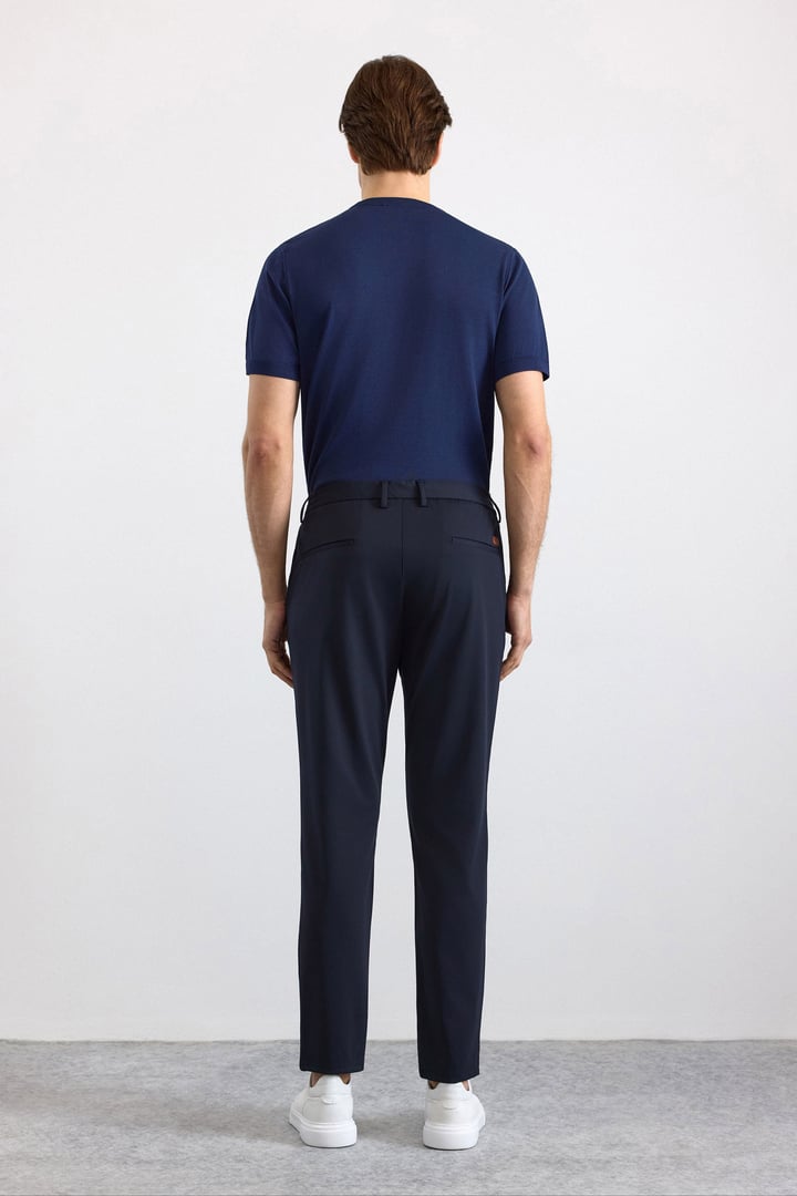Lacivert Slim Düz Jogger Pantolon