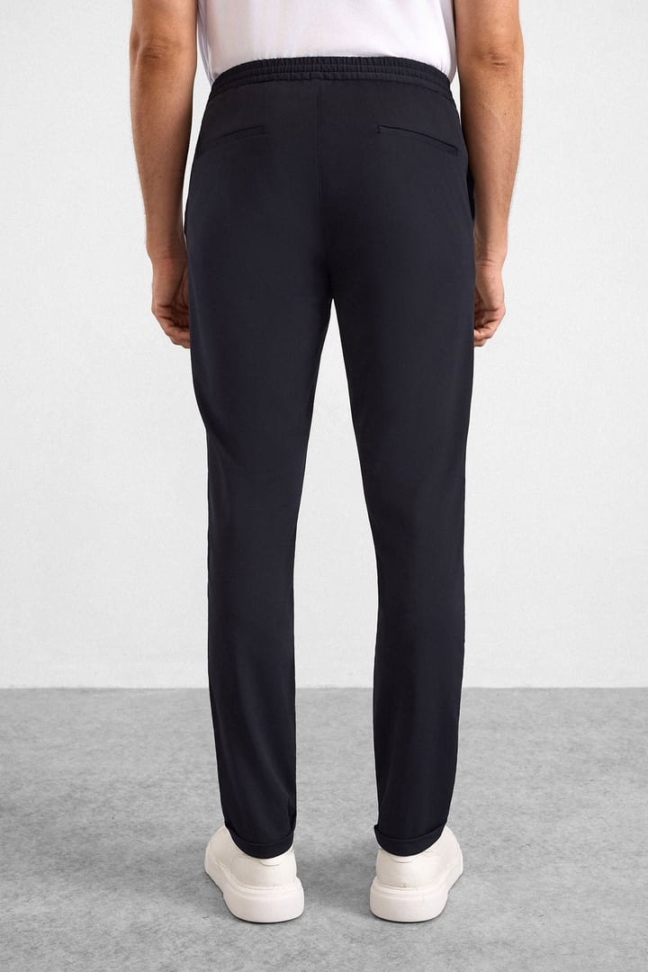 Lacivert Slim Düz Jogger Pantolon