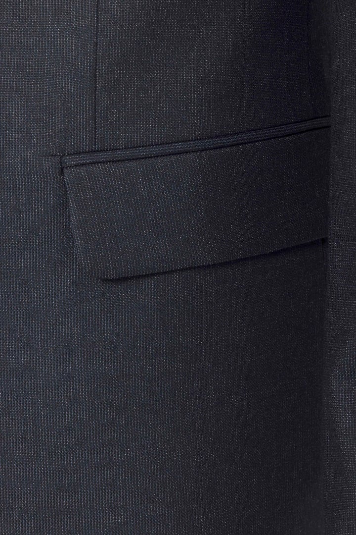 Lacivert Slim Fit Desenli Sivri Yaka 6 Drop Klasik Takım Elbise