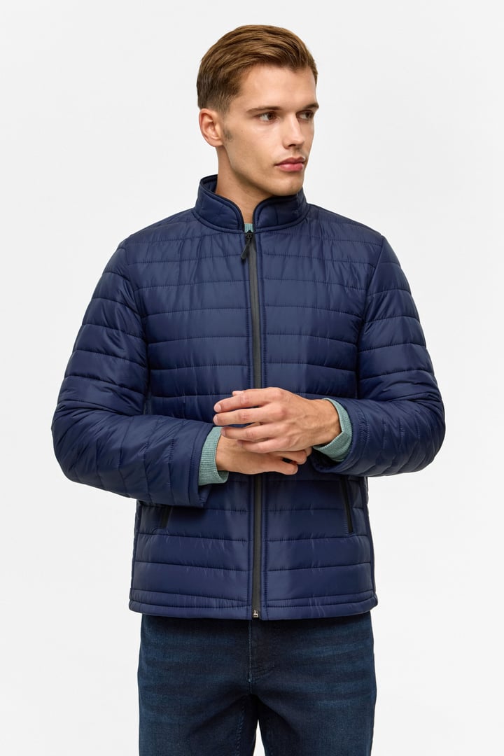 Lacivert Slim Kapitone Mont