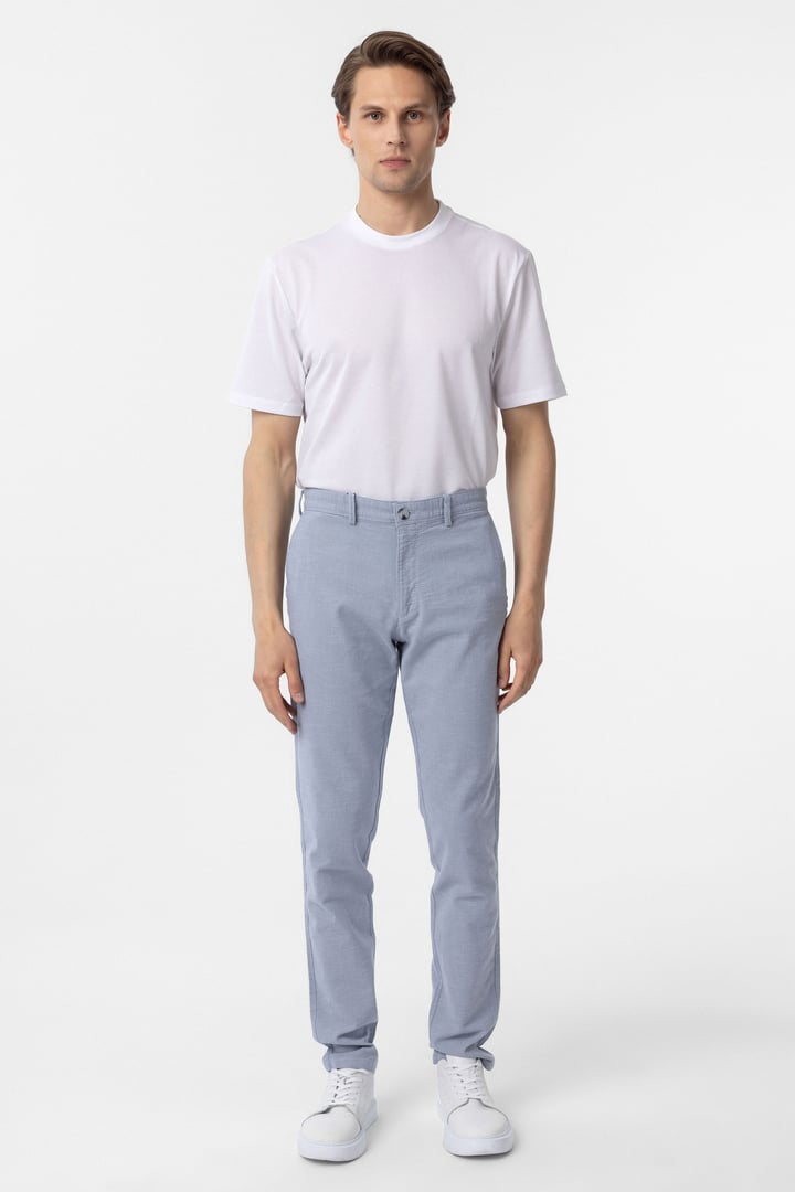 Mavi Slim Fit Armürlü Kanvas Pantolon