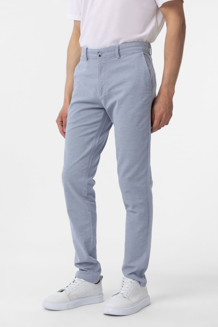 Mavi Slim Fit Armürlü Kanvas Pantolon