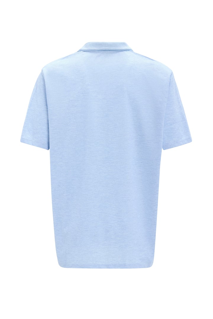 Saks Mavi Regular Armürlü Polo Yaka Tişört