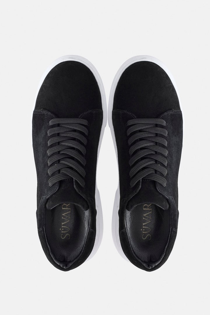 Siyah Gerçek Deri Bağcıklı Sneakers
