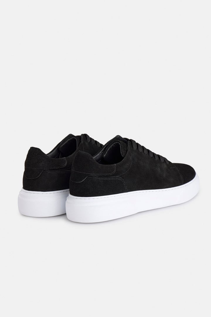 Siyah Gerçek Deri Bağcıklı Sneakers