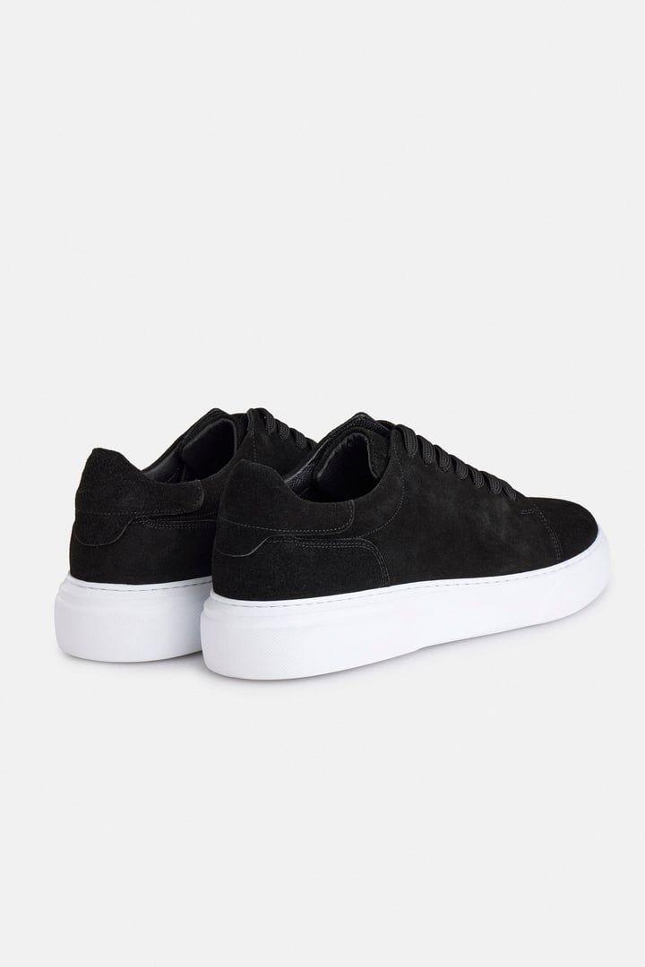 Siyah Gerçek Deri Bağcıklı Sneakers