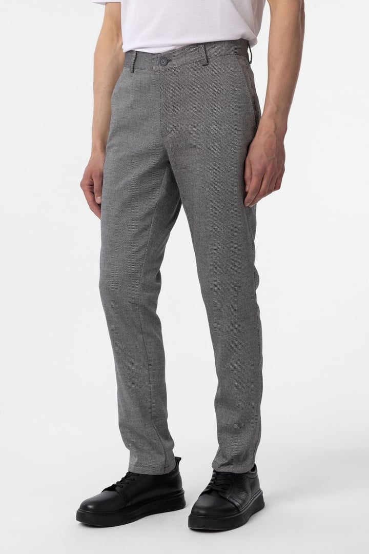 Siyah Regular Armürlü Kanvas Pantolon