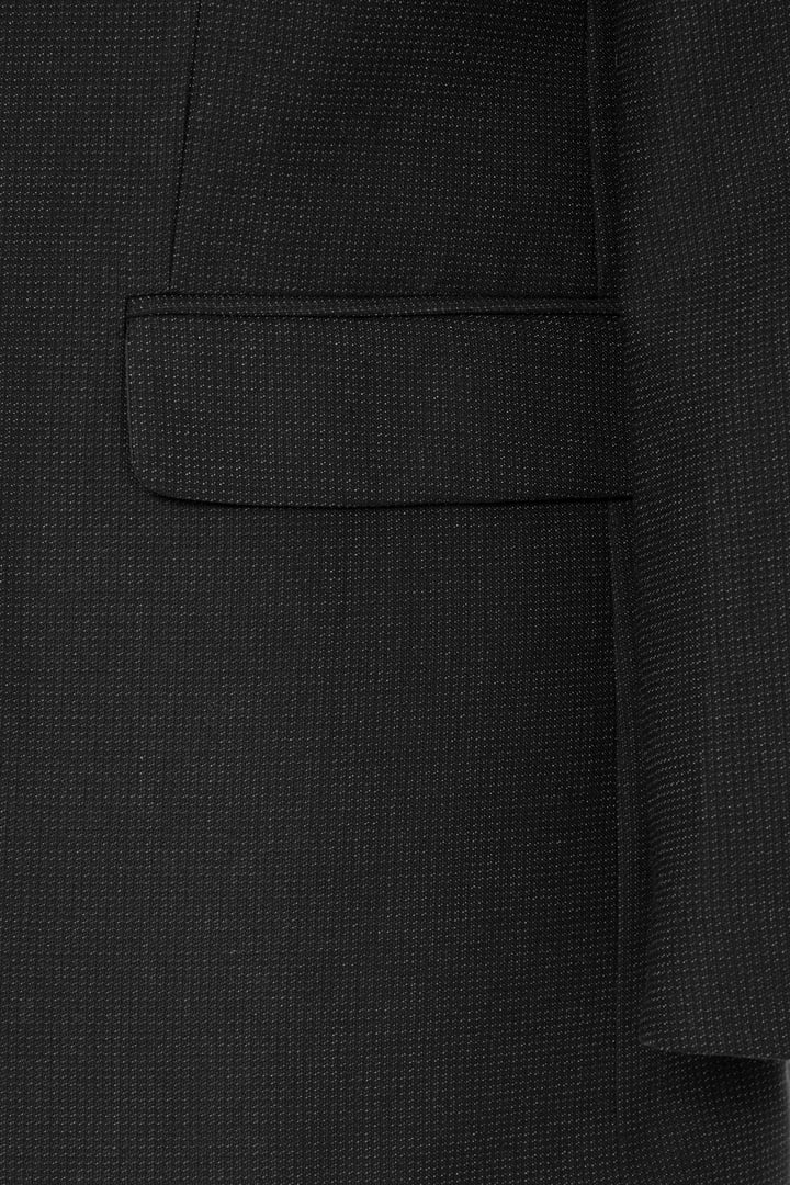 Siyah Regular Desenli Mono Yaka 4 Drop Klasik Takım Elbise