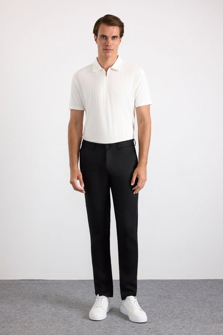 Siyah Regular Düz Normal Bel Standart Jogger Pantolon
