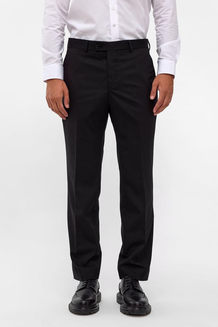 Siyah Regular Düz Pantolon