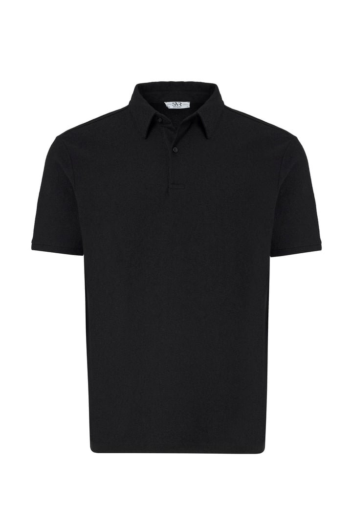 Siyah Regular Düz Polo Yaka Tişört