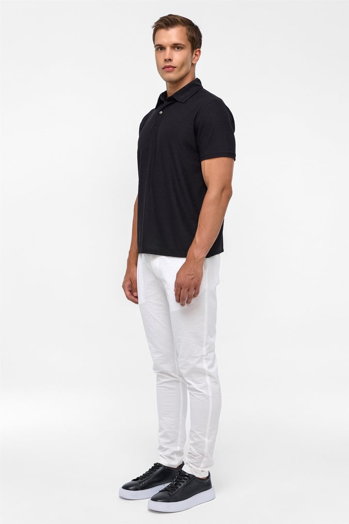 Siyah Regular Düz Polo Yaka Tişört