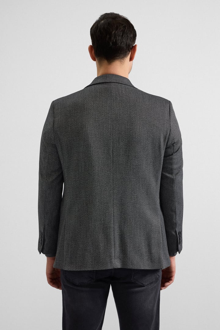 Siyah Regular Mono Yaka Torba Cep 4 Drop Klasik Ceket