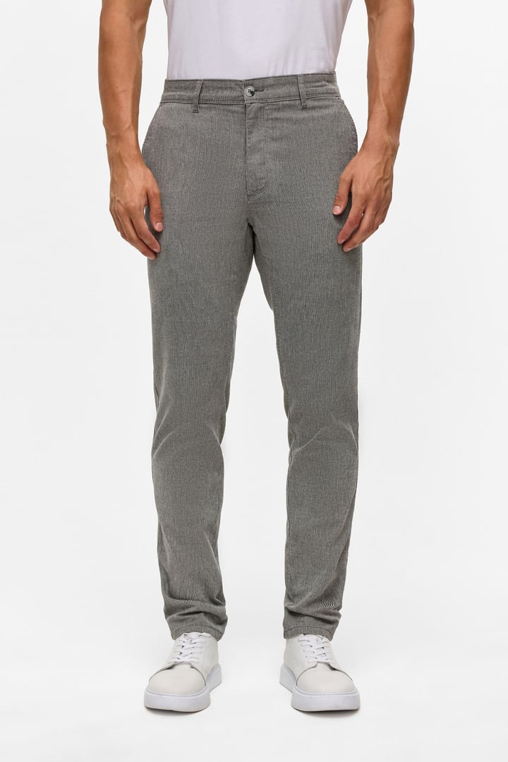 Siyah Slim Armürlü Kanvas Pantolon