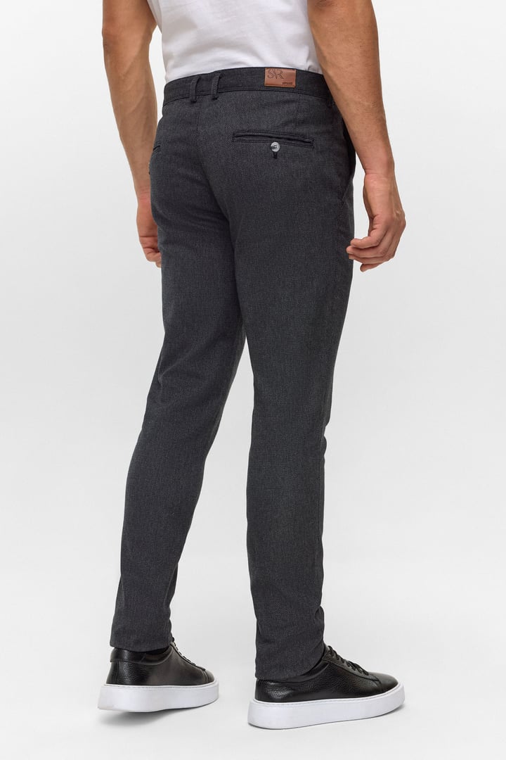 Siyah Slim Armürlü Kanvas Pantolon