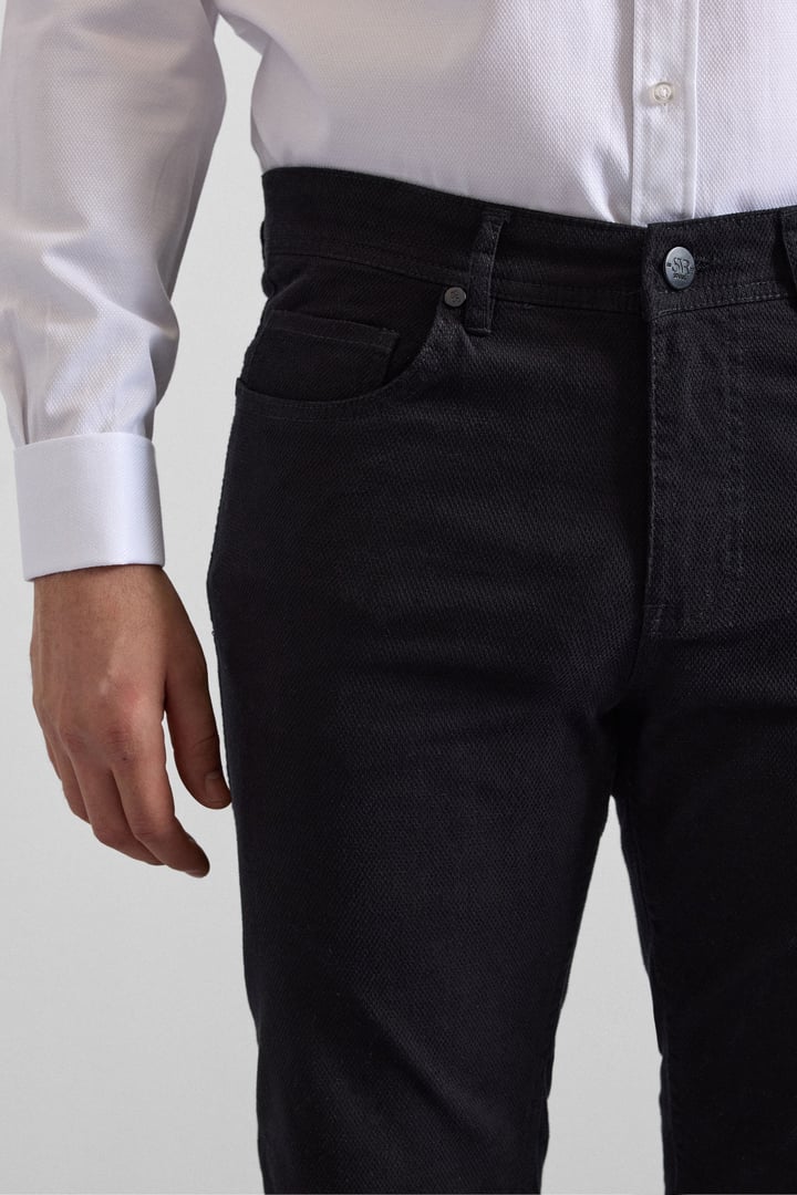 Siyah Slim Düz Casual Pantolon