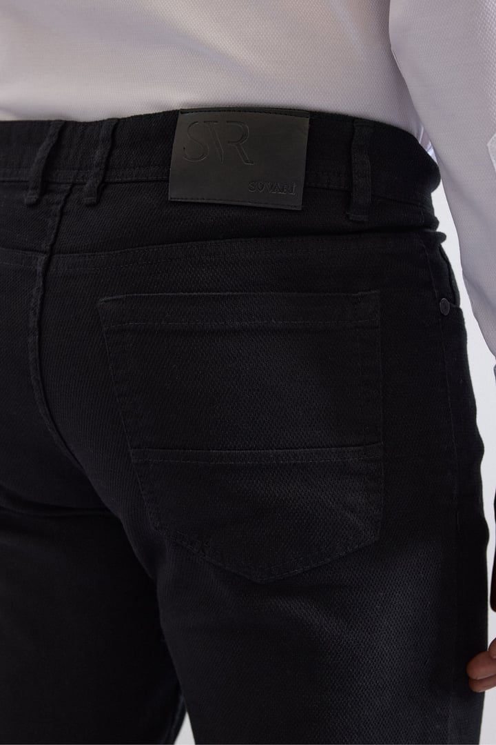 Siyah Slim Düz Casual Pantolon