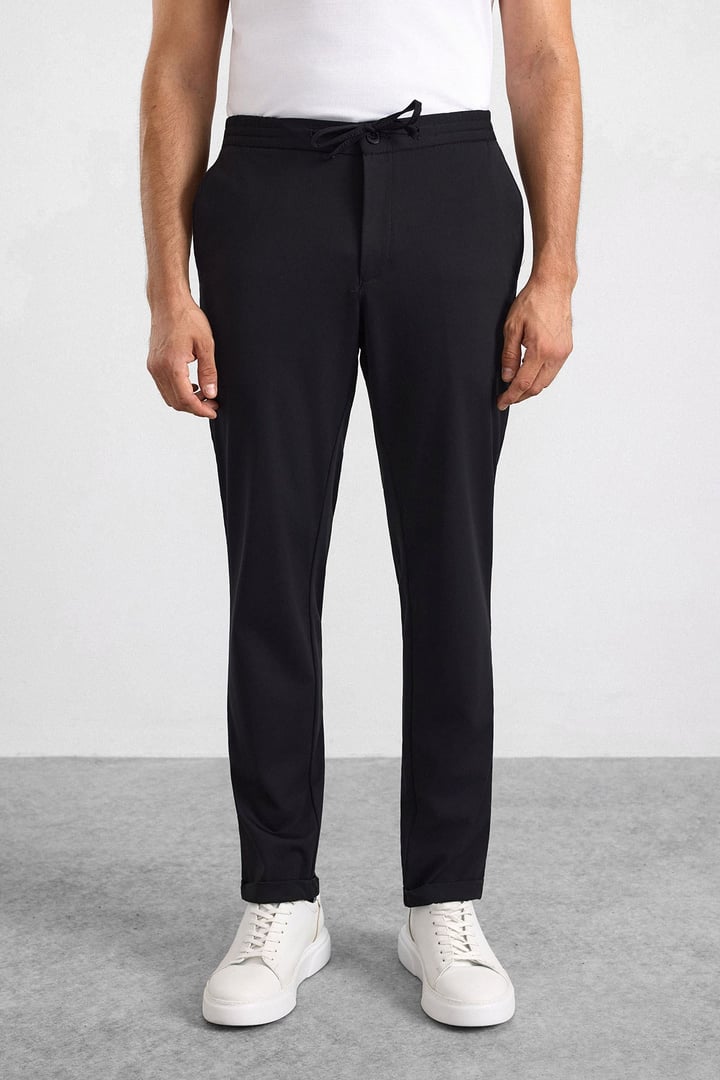 Siyah Slim Düz Jogger Pantolon