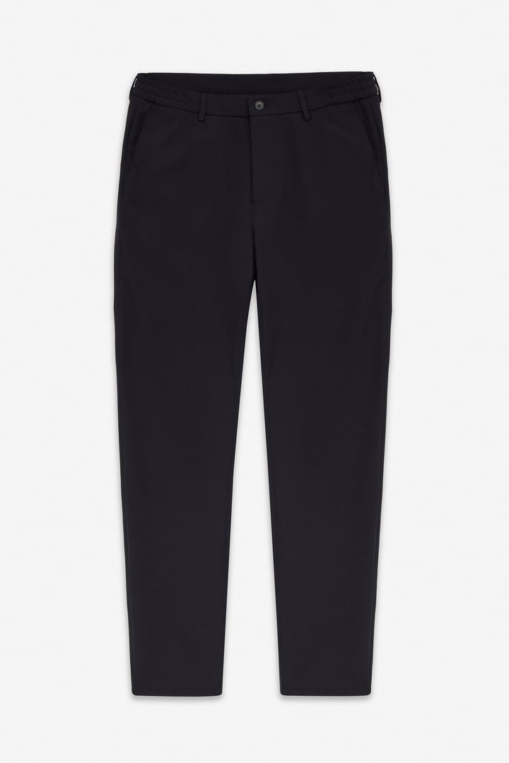 Siyah Slim Düz Pike Kemerli Yıkamalı Jogger Pantolon