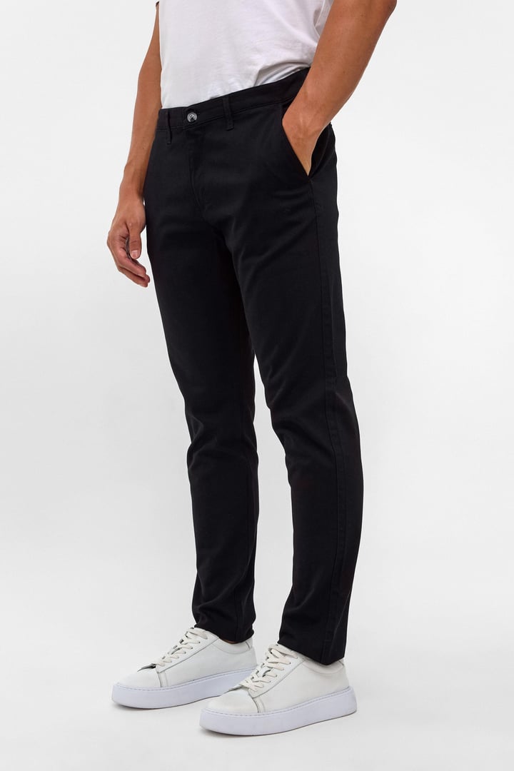 Siyah Slim Fit Armürlü Chino Pantolon