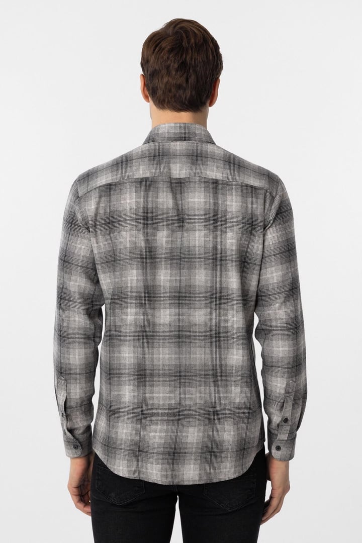 Siyah Slim Fit Düz Düğmeli Yaka Gömlek