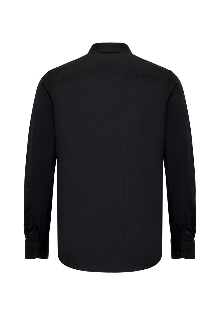 Siyah Slim Fit Düz Klasik Yaka Gömlek