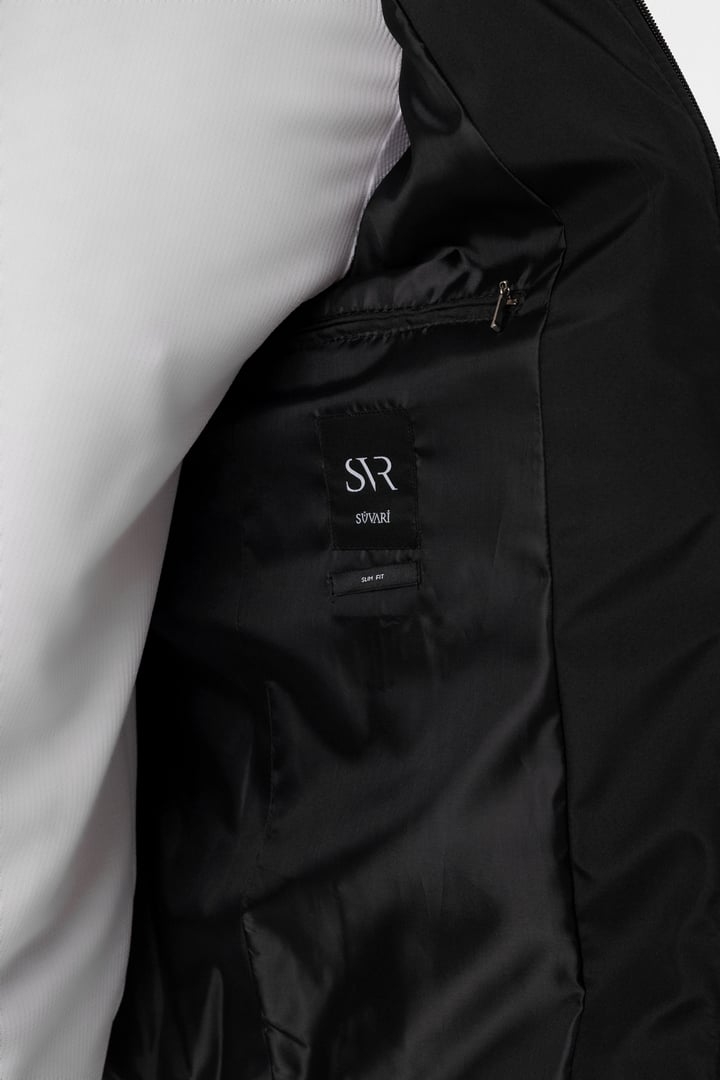 Siyah Slim Kapitone Mont