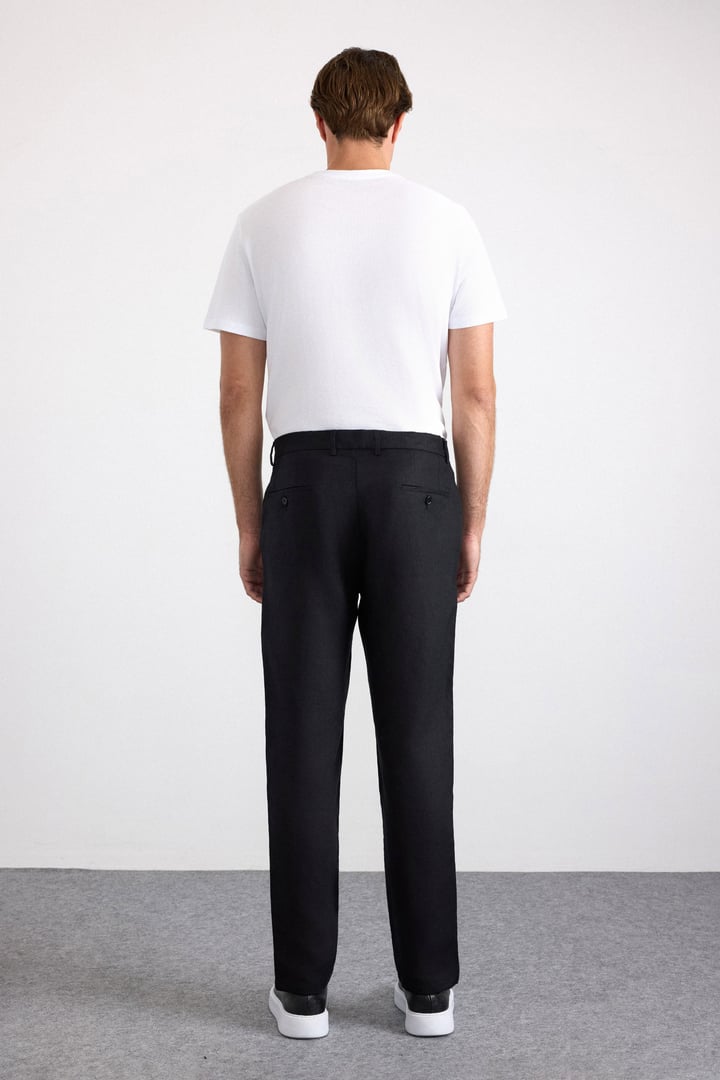 Siyah Smart Fit Düz Lastikli Standart Jogger Pantolon