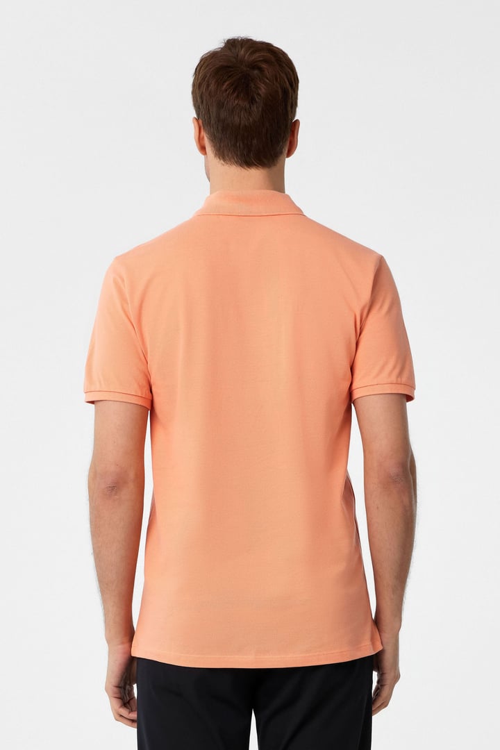 Sütlü Kahve Slim Fit Armürlü Polo Yaka Tişört
