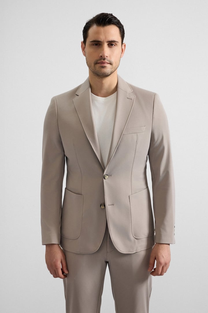 Sütlü Kahve Slim Mono Yaka Düz Torba Cep 6 Drop Spor Takım Elbise