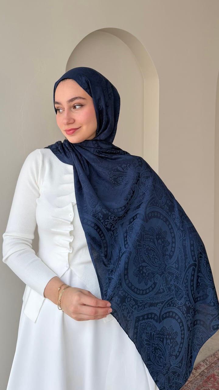 Etro İpeksi Pamuk Jakar Şal - Denim