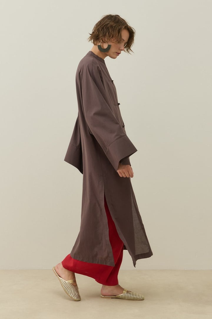 Acı Kahve Hakim Yaka Uzun Vual Kimono