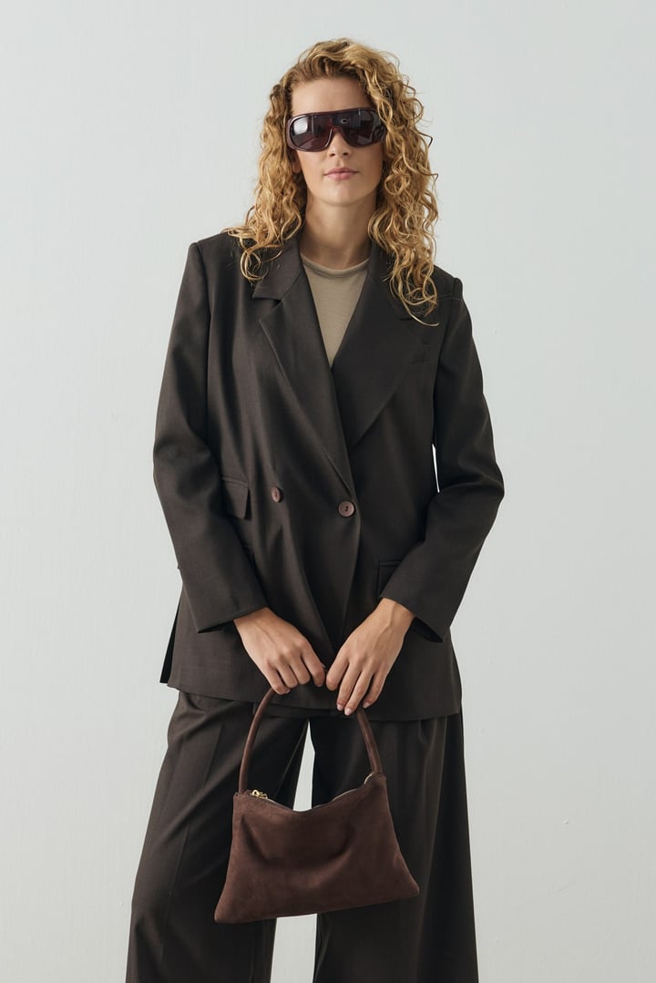 Acı Kahve Multi Cep Detaylı Kruvaze Blazer