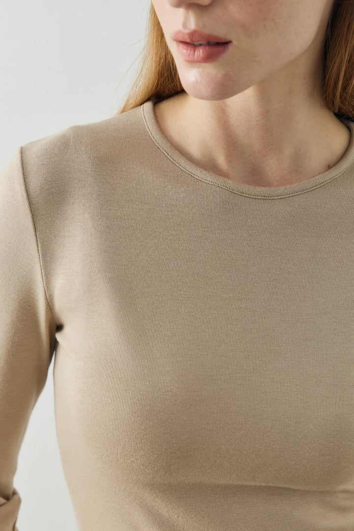 Bej Basic Uzun Kollu Body