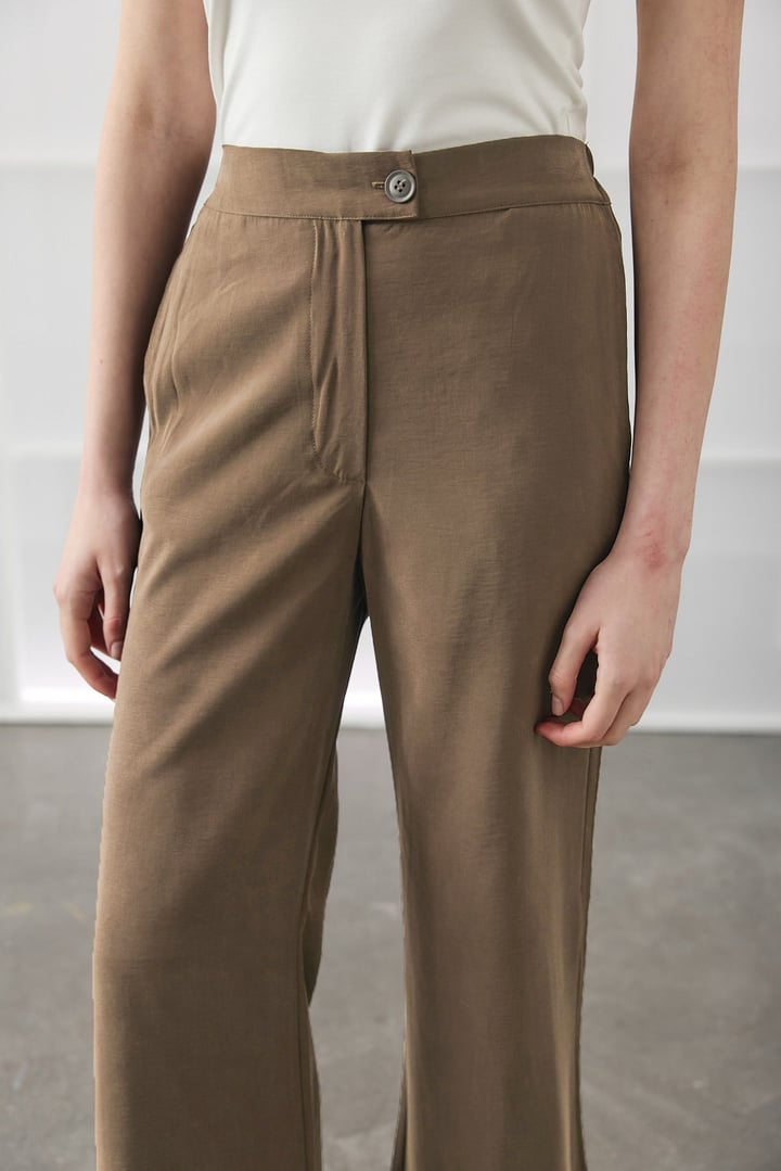 Bej Bol Paça Basic Pantolon