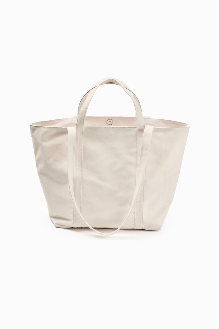 Bej Kanvas Maxi Tote Çanta