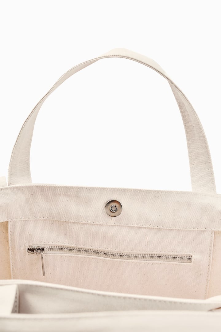 Bej Kanvas Maxi Tote Çanta