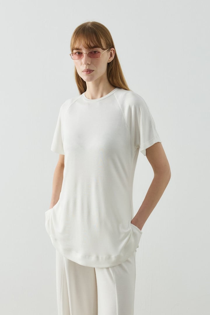 Beyaz Reglan Kol Basic Kısa Kol Body